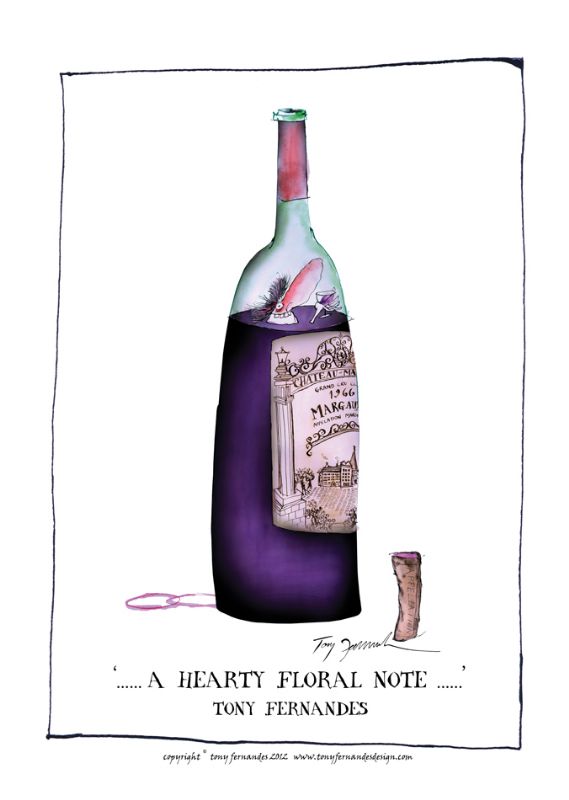 2) A Hearty Floral Note - fun red wine print by Tony Fernandes